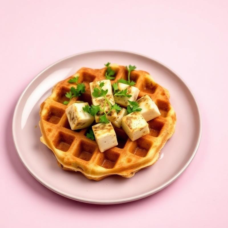 Savory paneer waffle with herbs